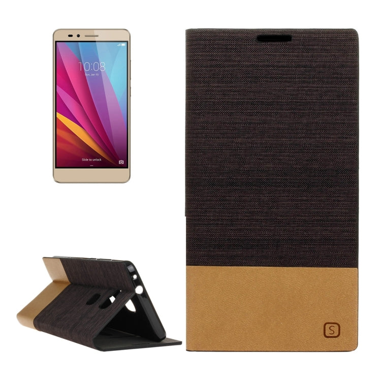 For Huawei  Honor 5X Canvas Pattern PU + TPU Horizontal Flip Leather Case with Holder & Card Slots