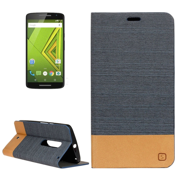For Motorola Moto X Play Canvas Pattern PU + TPU Horizontal Flip Leather Case with Holder & Card Slots