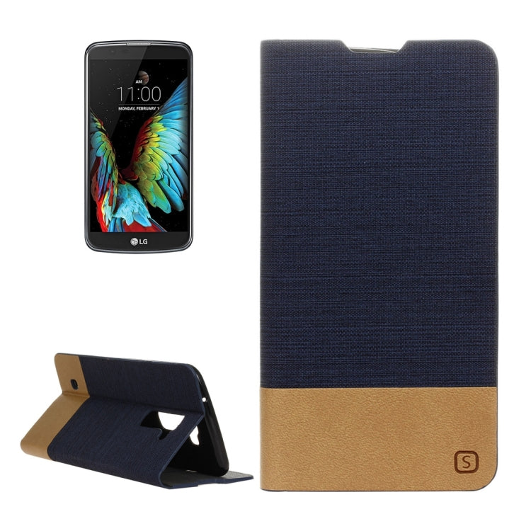 LG K10 Canvas Pattern PU + TPU Horizontal Flip Leather Case with Holder & Card Slots