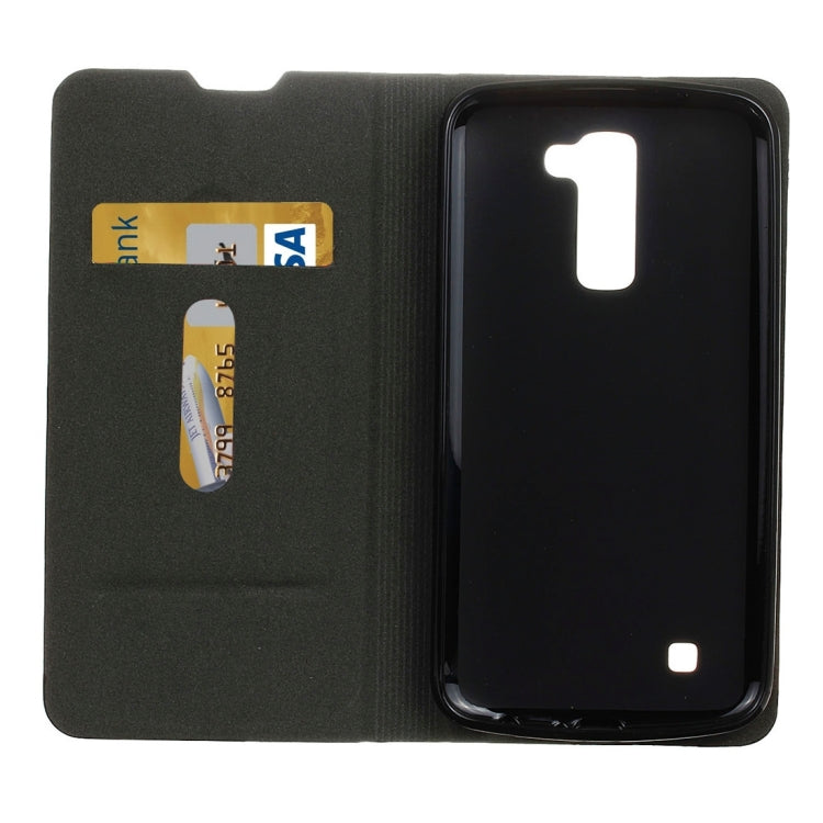 LG K10 Canvas Pattern PU + TPU Horizontal Flip Leather Case with Holder & Card Slots