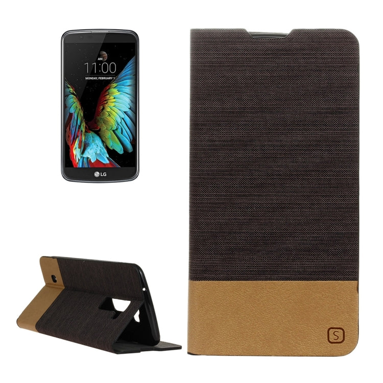 LG K10 Canvas Pattern PU + TPU Horizontal Flip Leather Case with Holder & Card Slots