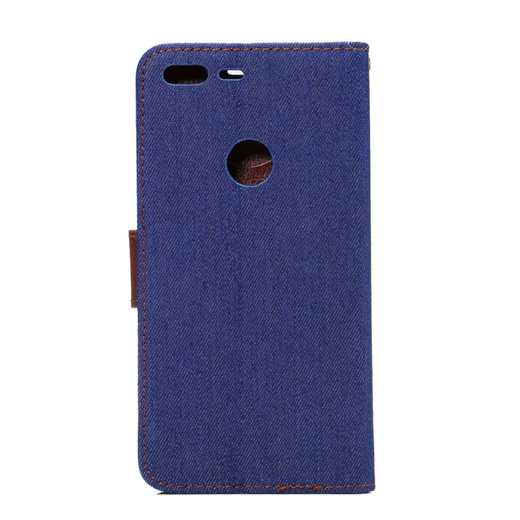 For Google Pixel XL Denim Texture Horizontal Flip Leather Case with Holder & Card Slots(Dark Blue)