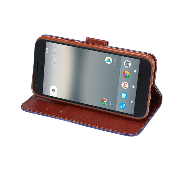 For Google Pixel Denim Texture Horizontal Flip Leather Case with Holder & Card Slots(Dark Blue)