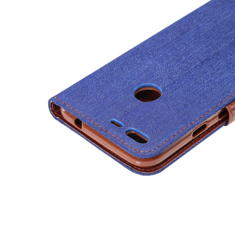 For Google Pixel Denim Texture Horizontal Flip Leather Case with Holder & Card Slots(Dark Blue)