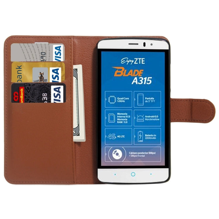 For ZTE Blade A315 Mini Litchi Texture Horizontal Flip PU Leather Case with Holder & Card Slots & Wallet