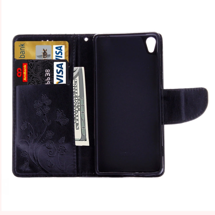 For Sony Xperia XA Butterflies Embossing Horizontal Flip Leather Case with Holder & Card Slots & Wallet & Lanyard