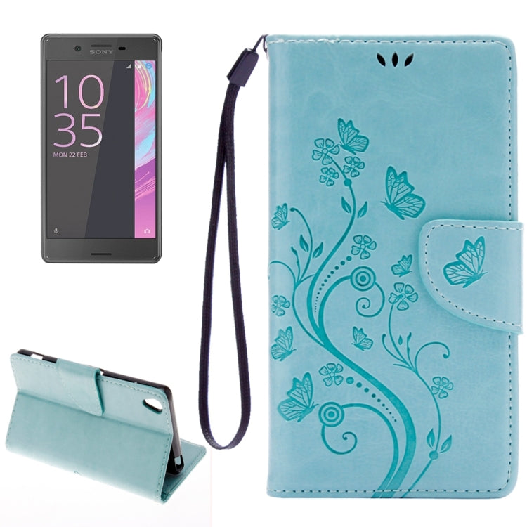 For Sony Xperia XA Butterflies Embossing Horizontal Flip Leather Case with Holder & Card Slots & Wallet & Lanyard
