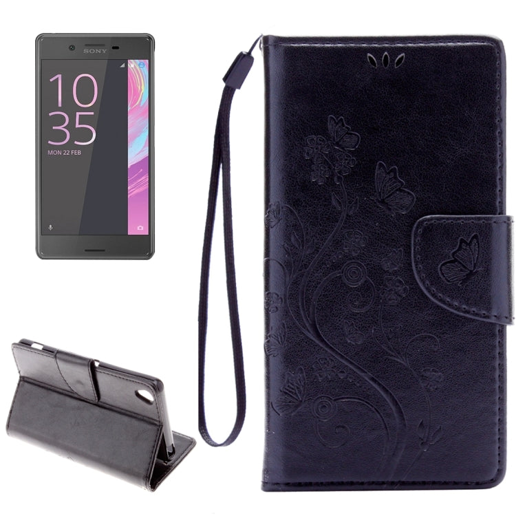 For Sony Xperia X Performance Butterflies Embossing Horizontal Flip Leather Case with Holder & Card Slots & Wallet & Lanyard