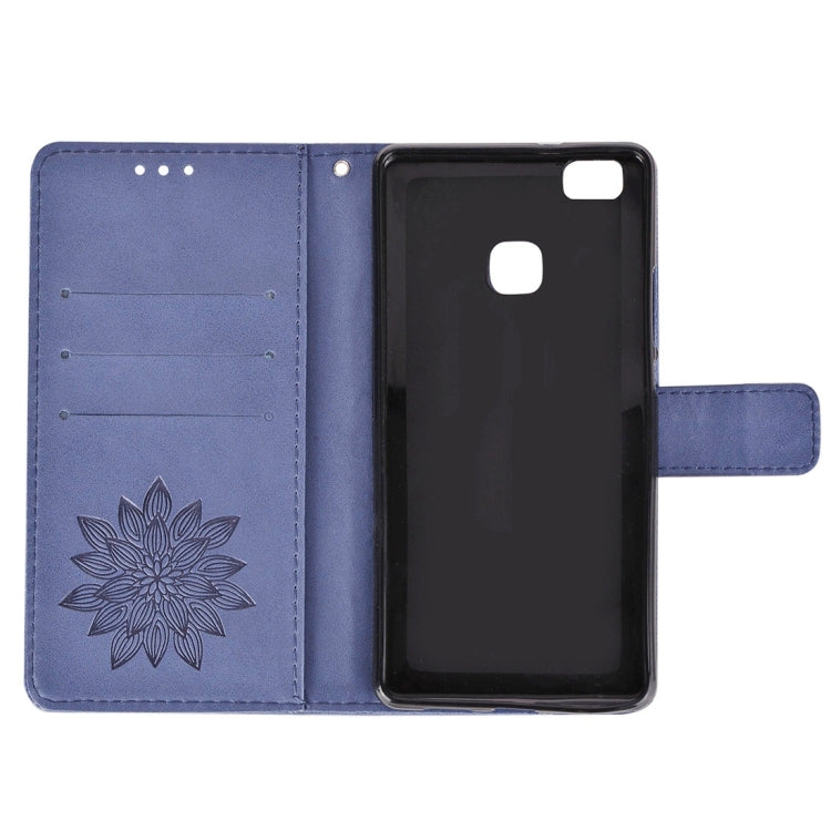 For Huawei  P9 Lite Crazy Horse Texture Half Flower Printing Horizontal Flip Leather Case with Holder & Card Slots & Wallet & Lanyard