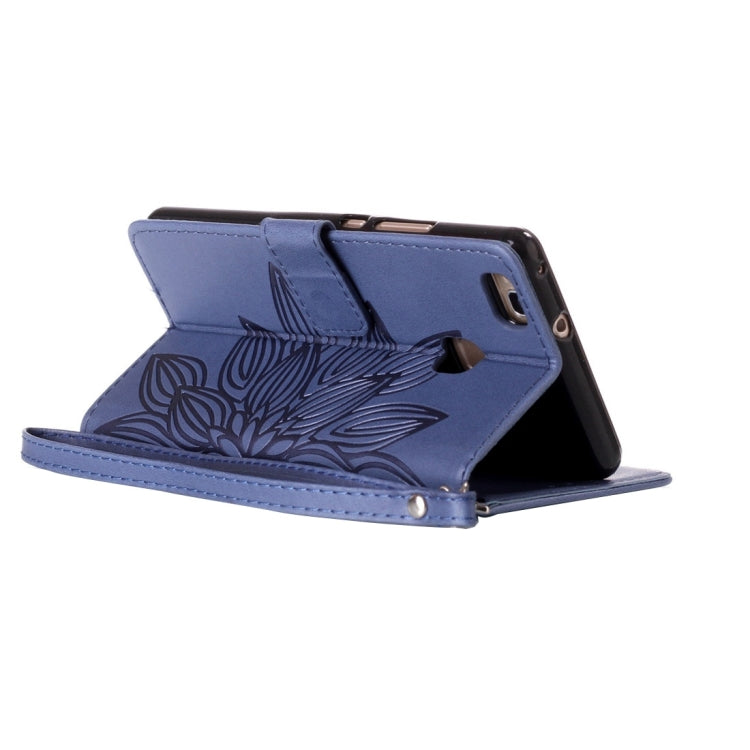 For Huawei  P9 Lite Crazy Horse Texture Half Flower Printing Horizontal Flip Leather Case with Holder & Card Slots & Wallet & Lanyard