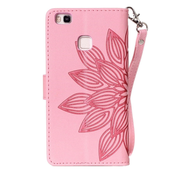 For Huawei  P9 Lite Crazy Horse Texture Half Flower Printing Horizontal Flip Leather Case with Holder & Card Slots & Wallet & Lanyard