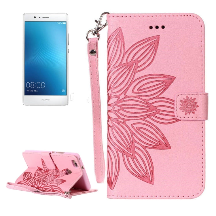 For Huawei  P9 Lite Crazy Horse Texture Half Flower Printing Horizontal Flip Leather Case with Holder & Card Slots & Wallet & Lanyard