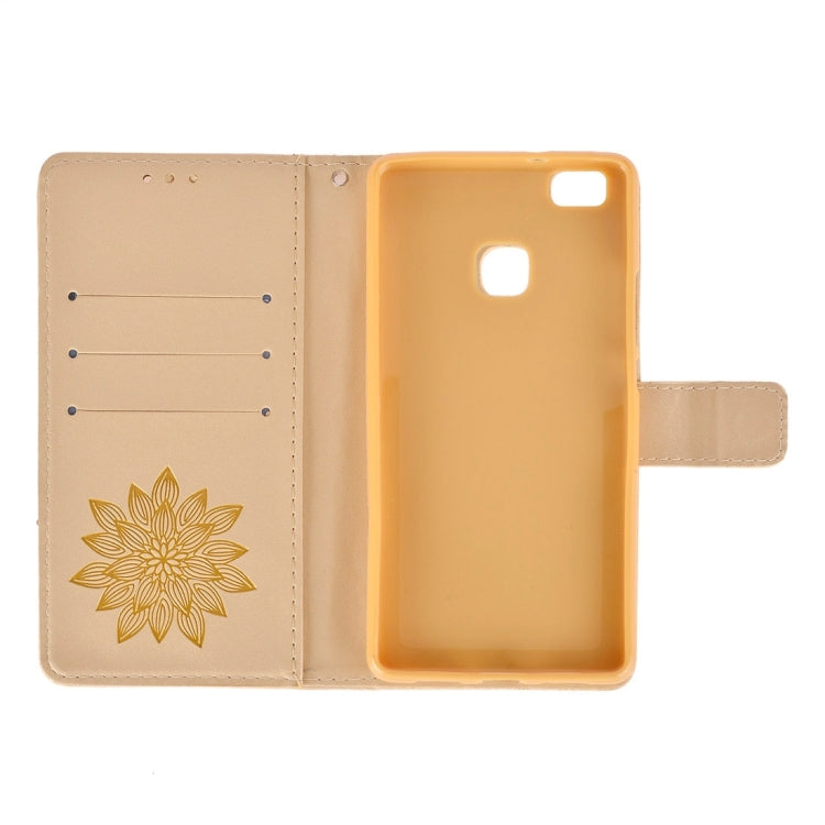 For Huawei  P9 Lite Crazy Horse Texture Half Flower Printing Horizontal Flip Leather Case with Holder & Card Slots & Wallet & Lanyard