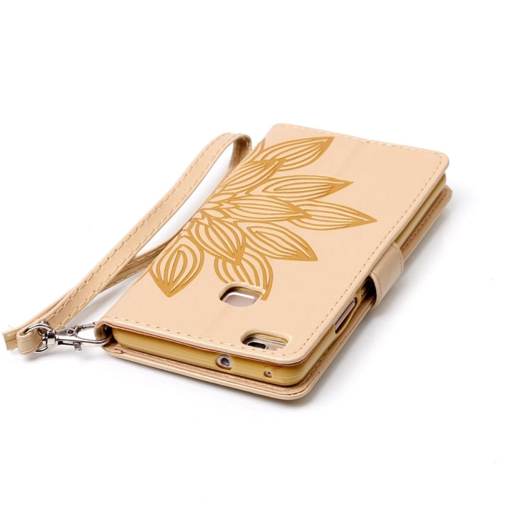For Huawei  P9 Lite Crazy Horse Texture Half Flower Printing Horizontal Flip Leather Case with Holder & Card Slots & Wallet & Lanyard