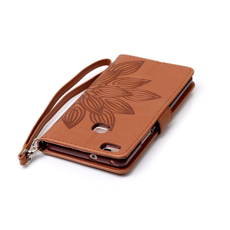 For Huawei  P9 Lite Crazy Horse Texture Half Flower Printing Horizontal Flip Leather Case with Holder & Card Slots & Wallet & Lanyard
