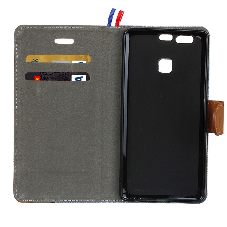 For Huawei  P9 Denim Texture Horizontal Flip Leather Case with Holder & Card Slots