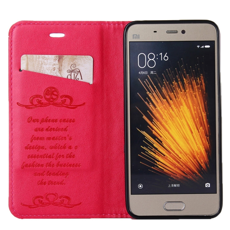 For Xiaomi  Mi 5 Lambskin Texture Horizontal Flip Magnetic Leather Case with Holder and Card Slot