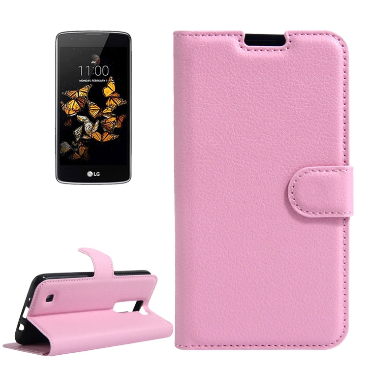 For LG K8 Litchi Texture Horizontal Flip Leather Case with Holder & Card Slots & Wallet