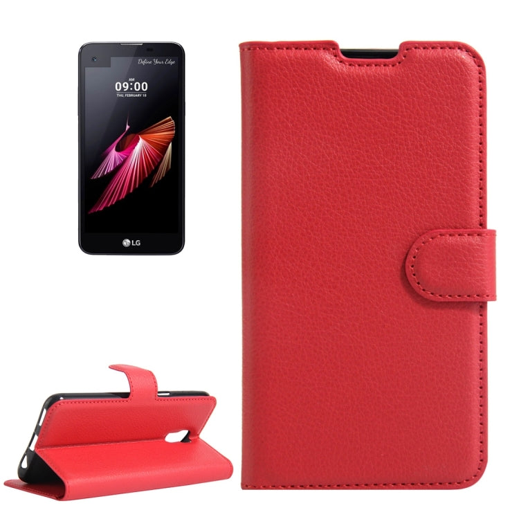 For LG X Screen Litchi Texture Horizontal Flip Leather Case with Holder & Card Slots & Wallet