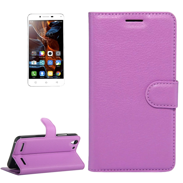 For Lenovo  VIBE K5 Litchi Texture Horizontal Flip Genuine Leather Case with Holder & Card Slots & Wallet