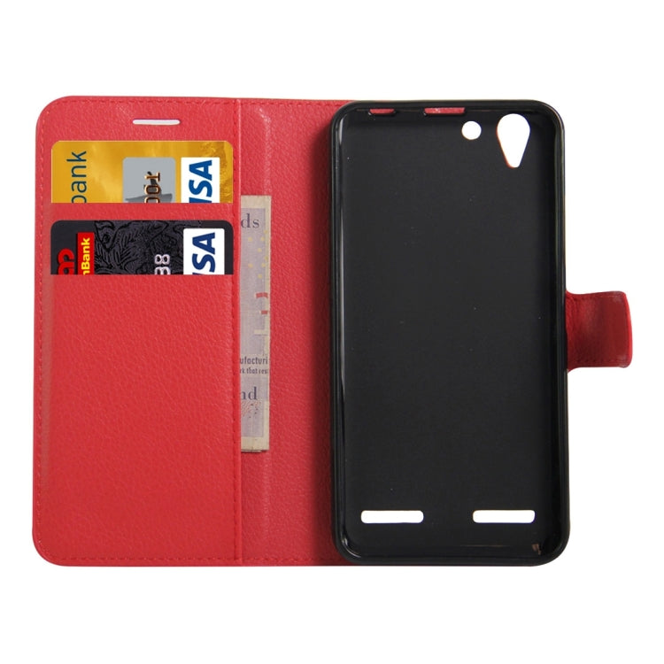 For Lenovo  VIBE K5 Litchi Texture Horizontal Flip Genuine Leather Case with Holder & Card Slots & Wallet