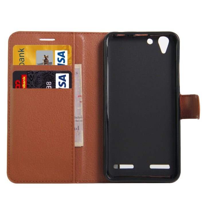 For Lenovo  VIBE K5 Litchi Texture Horizontal Flip Genuine Leather Case with Holder & Card Slots & Wallet