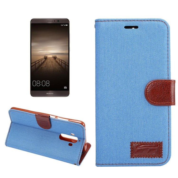 For Huawei Mate 9 Denim Texture Horizontal Flip Leather Case with Holder & Card Slots (Blue)