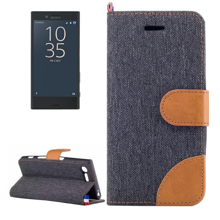 For Sony Xperia X Compact Denim Texture Horizontal Flip Leather Case with Holder & Card Slots