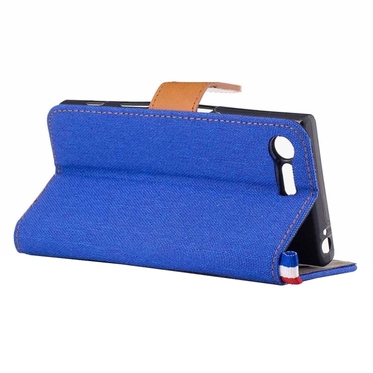 For Sony Xperia X Compact Denim Texture Horizontal Flip Leather Case with Holder & Card Slots