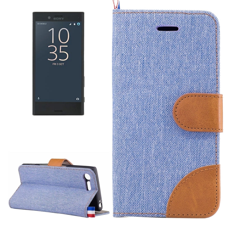 For Sony Xperia X Compact Denim Texture Horizontal Flip Leather Case with Holder & Card Slots