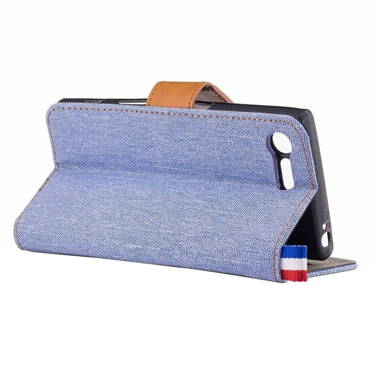 For Sony Xperia X Compact Denim Texture Horizontal Flip Leather Case with Holder & Card Slots