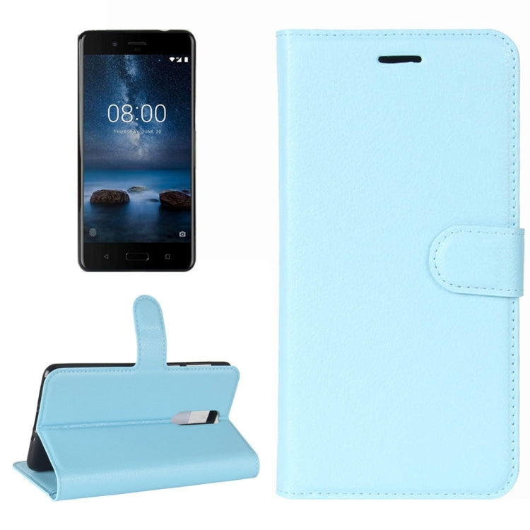 Nokia 8 Litchi Texture Horizontal Flip Leather Case with Holder & Card Slots & Wallet