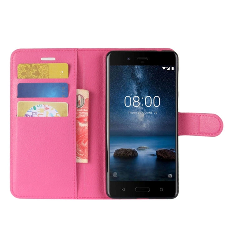 Nokia 8 Litchi Texture Horizontal Flip Leather Case with Holder & Card Slots & Wallet