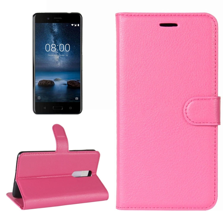 Nokia 8 Litchi Texture Horizontal Flip Leather Case with Holder & Card Slots & Wallet
