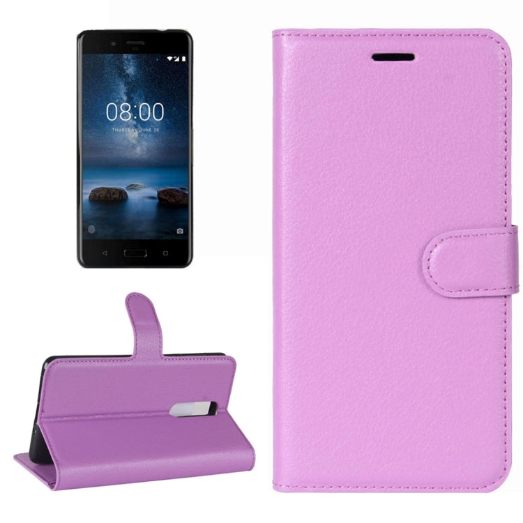 Nokia 8 Litchi Texture Horizontal Flip Leather Case with Holder & Card Slots & Wallet