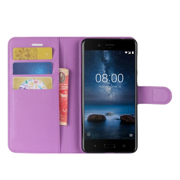 Nokia 8 Litchi Texture Horizontal Flip Leather Case with Holder & Card Slots & Wallet