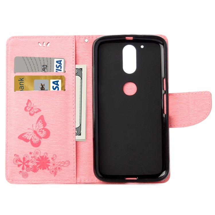 For Motorola Moto G (4rd gen) Plus Pressed Flowers Butterfly Pattern Leather Case with Holder & Card Slots & Wallet
