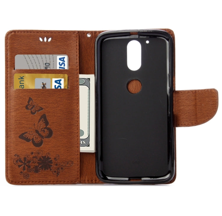 For Motorola Moto G (4rd gen) Plus Pressed Flowers Butterfly Pattern Leather Case with Holder & Card Slots & Wallet