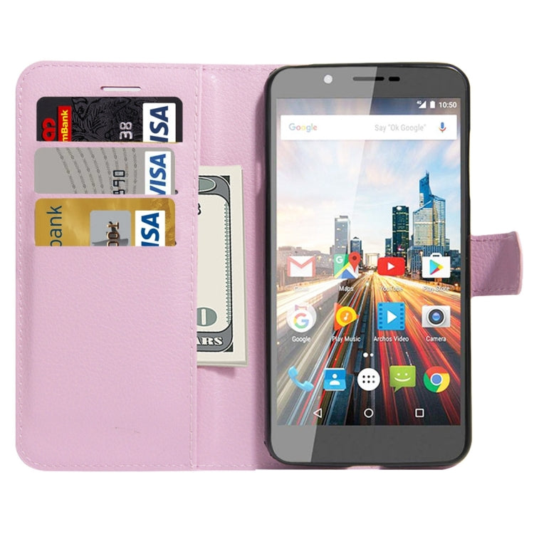 For ARCHOS 55 Helium Ultra Litchi Texture Horizontal Flip Leather Case with Holder & Card Slots & Wallet