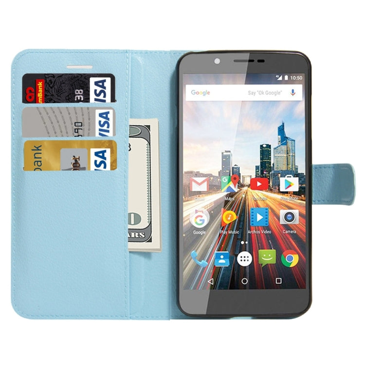 For ARCHOS 55 Helium Ultra Litchi Texture Horizontal Flip Leather Case with Holder & Card Slots & Wallet