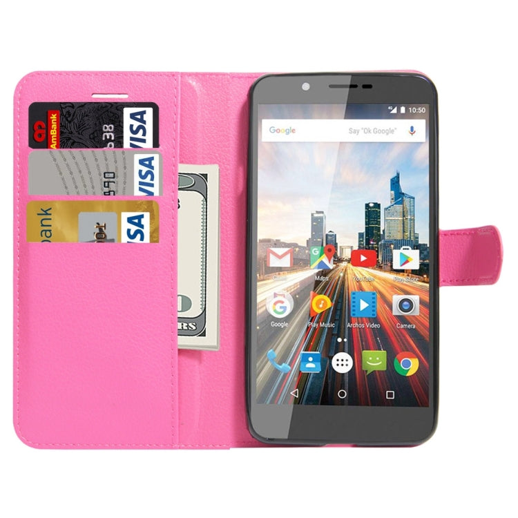 For ARCHOS 55 Helium Ultra Litchi Texture Horizontal Flip Leather Case with Holder & Card Slots & Wallet
