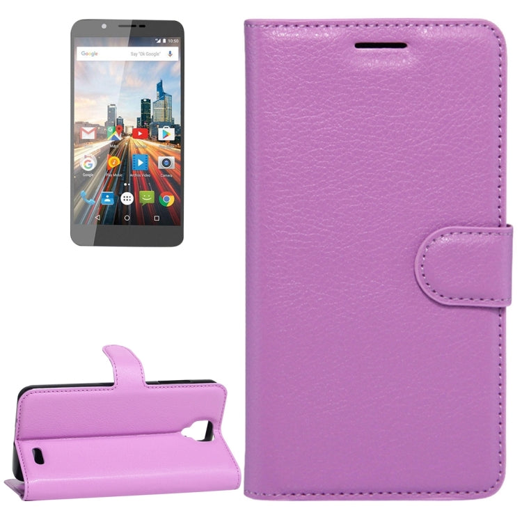 For ARCHOS 55 Helium Ultra Litchi Texture Horizontal Flip Leather Case with Holder & Card Slots & Wallet