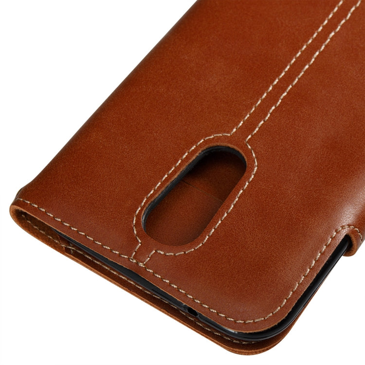 For LG K10 2017 (EU Version) Retro Crazy Horse Texture Horizontal Flip PU Leather Case with Card Slots & Wallet & Hand Strap