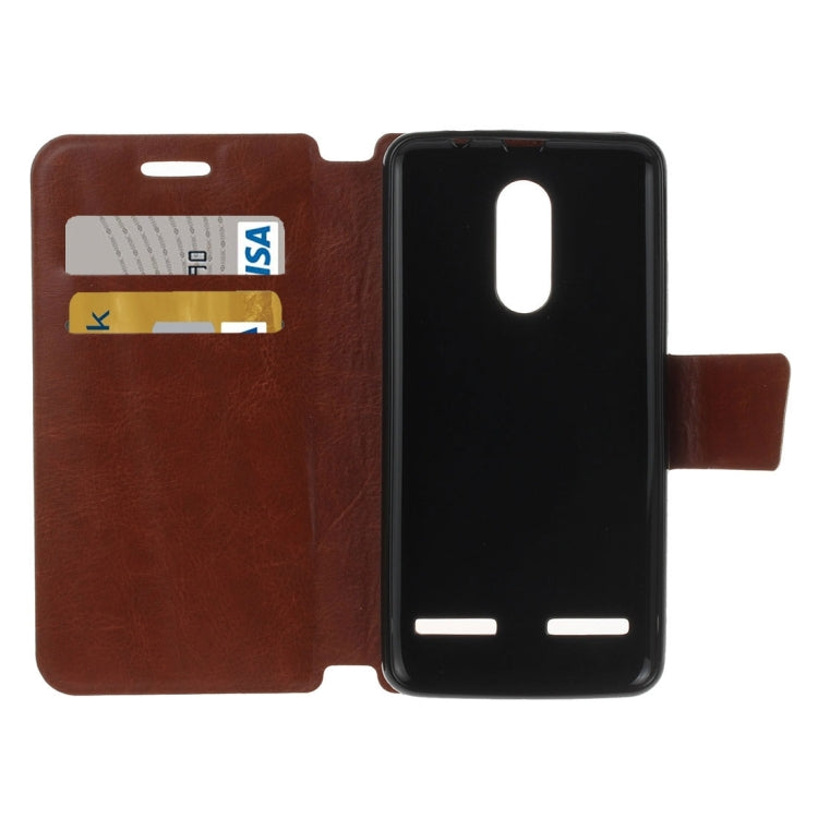 For Lenovo  K6 Crazy Horse Texture Horizontal Flip Leather Case with Holder & Card Slots