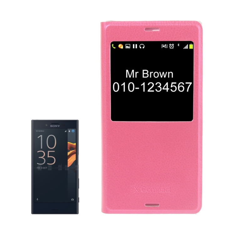 For Sony Xperia X Compact Litchi Texture Horizontal Flip Leather Case with Call Display ID