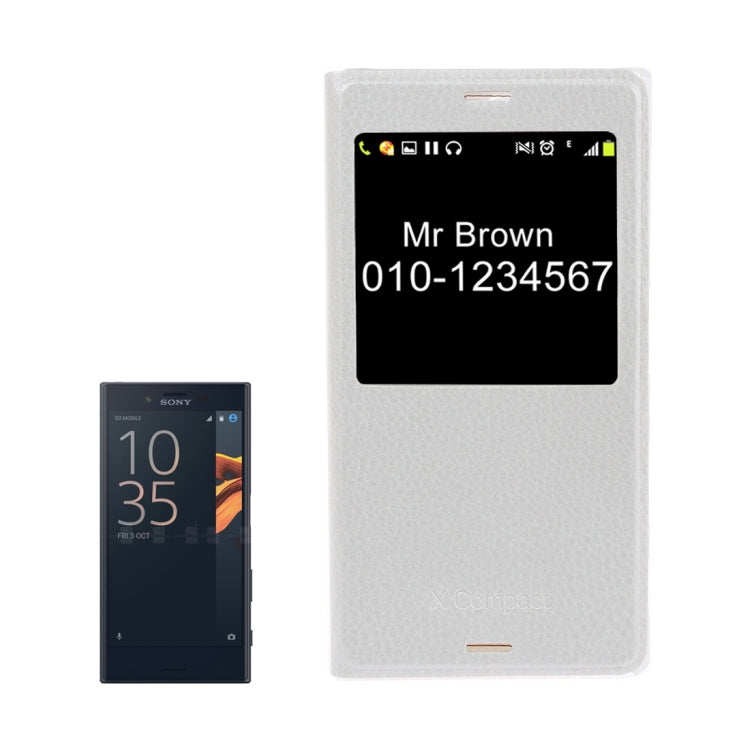 For Sony Xperia X Compact Litchi Texture Horizontal Flip Leather Case with Call Display ID