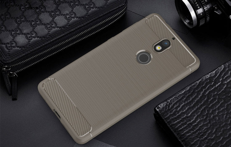 For Nokia 7 Brushed Carbon Fiber Texture TPU Shockproof Anti-slip Soft Protective Back Cover Case