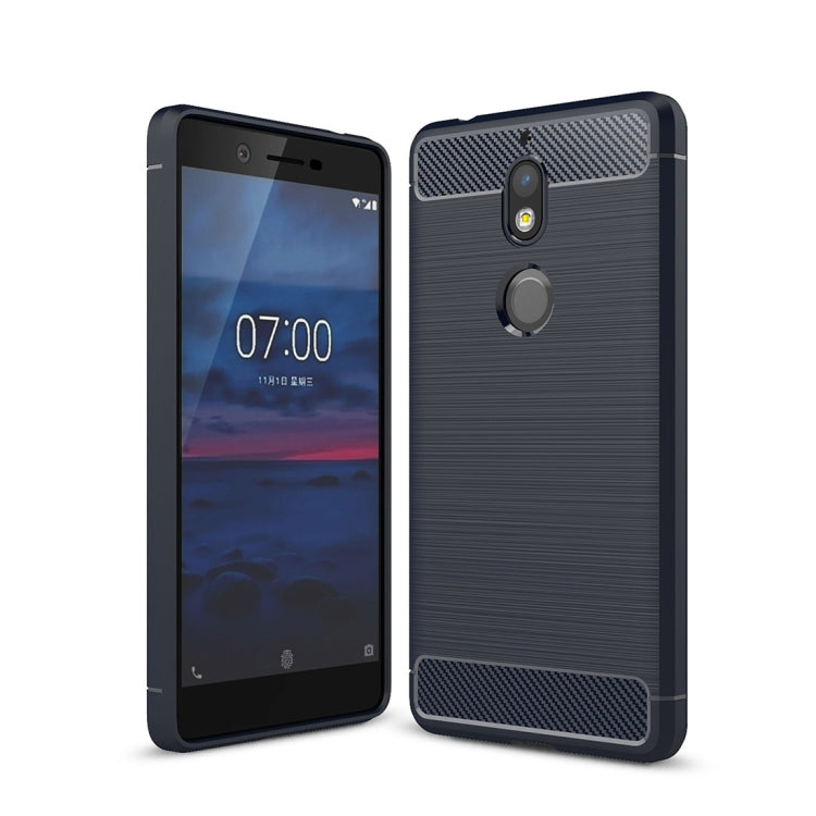 For Nokia 7 Brushed Carbon Fiber Texture TPU Shockproof Anti-slip Soft Protective Back Cover Case