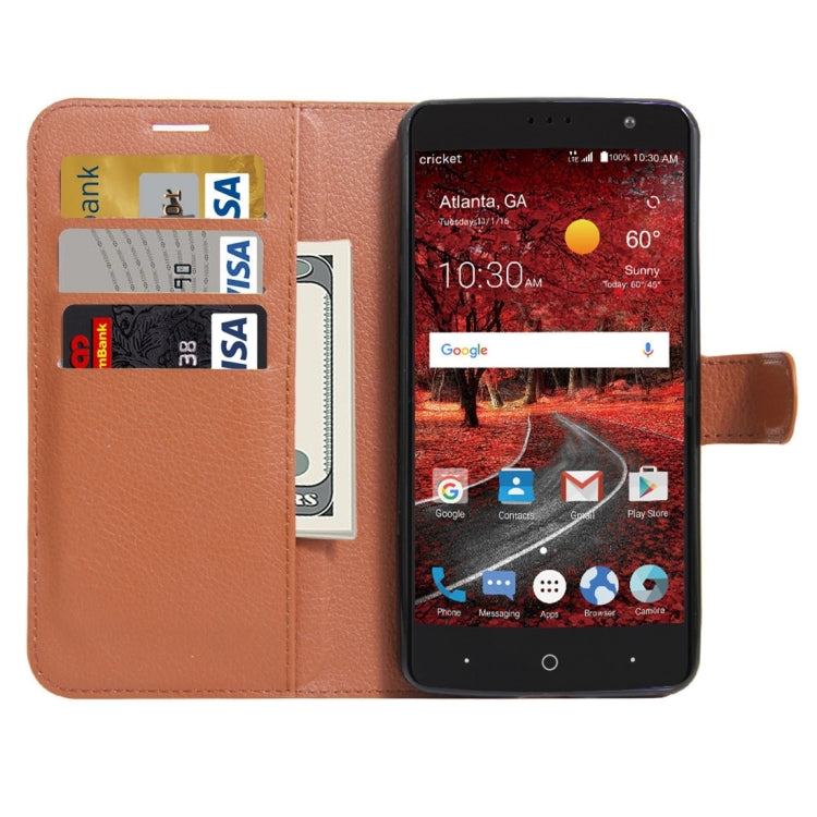 For ZTE  Grand X 4 Litchi Texture Horizontal Flip Leather Case with Holder & Card Slots & Wallet