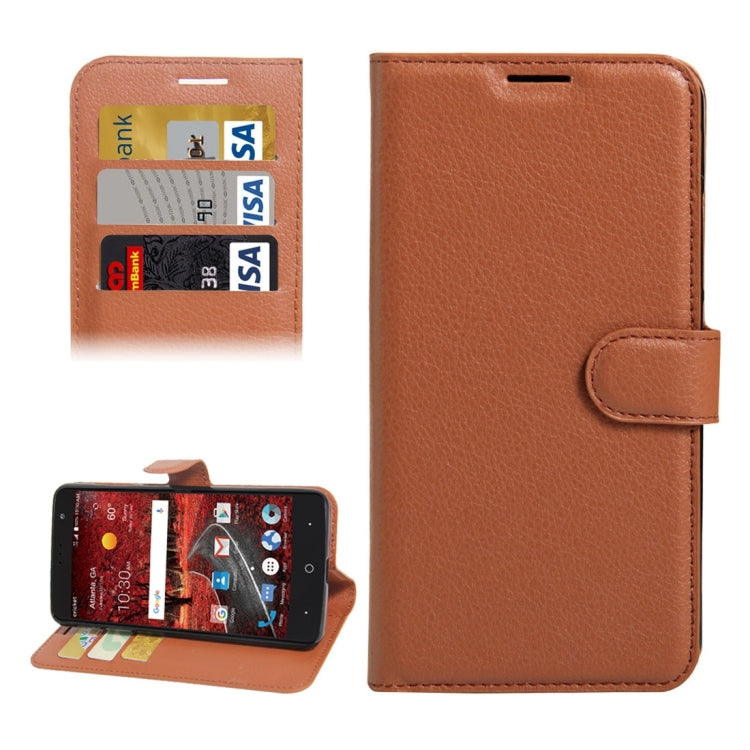 For ZTE  Grand X 4 Litchi Texture Horizontal Flip Leather Case with Holder & Card Slots & Wallet